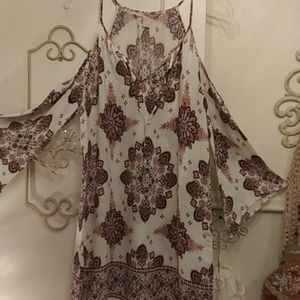Forever 21 Boho Print Cold  Shoulder Tunic